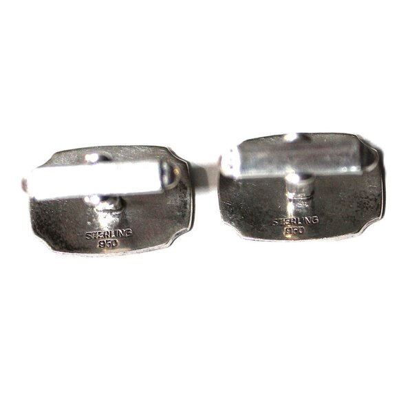 Vintage 950 Sterling Silver Brocade Cuff Links 10 Grams - Picture 3 of 6